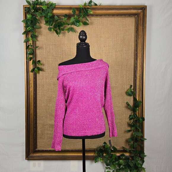 INC Ribbed Off-The-Shoulder Long Sleeve Sweater - Picture 1 of 9